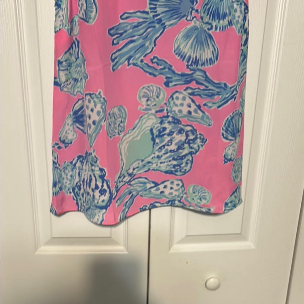 Pink and Blue Seashell Print Skirt